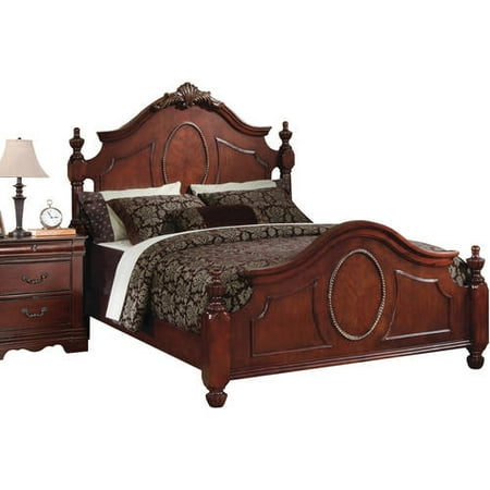 Cherry Wood Finish Bed - Acme Estrella King Bed, Dark Cherry