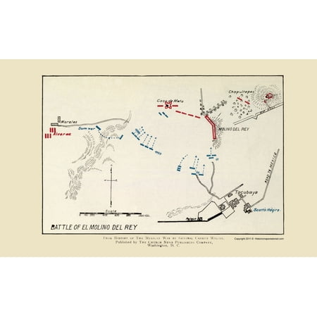 Historic War Map - El Molino Del Rey Battle - Church News 1892 - Vintage Wall Art