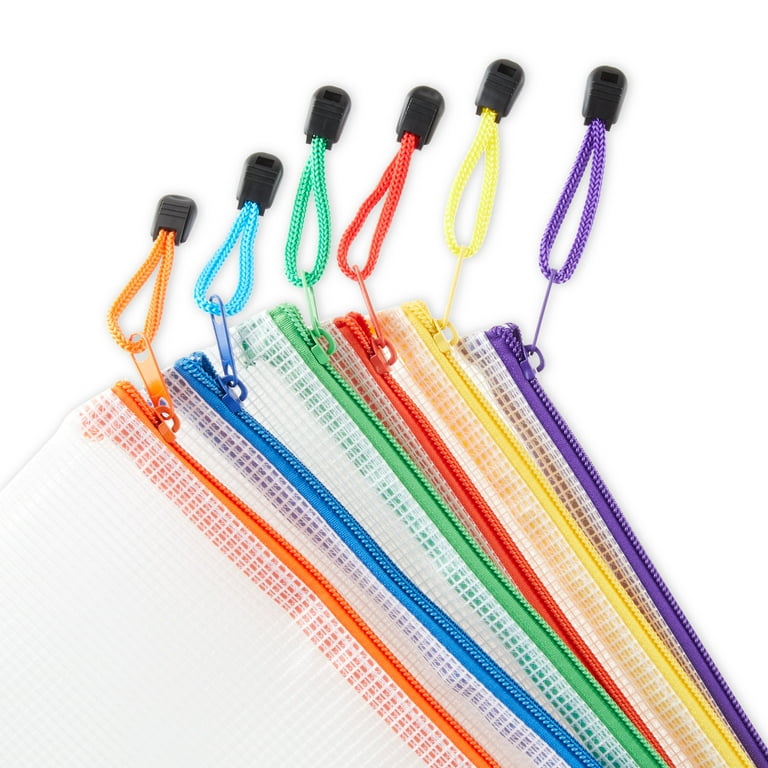 Pen + Gear Mesh Zipper Pouches, 6 Pack, Clear, Back to School 