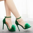 thumbnail image 6 of Women's high heels Women Open Toe Sandal Fluffy Feather Strappy High Heel Shoes High Heels Sexy Women Buckle Sandals, 6 of 6