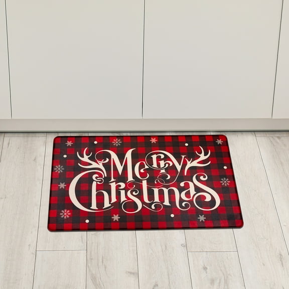 Plaid Merry Christmas Kitchen Comfort Anti-Fatigue Floor Mat - 17.75" x 29.5"