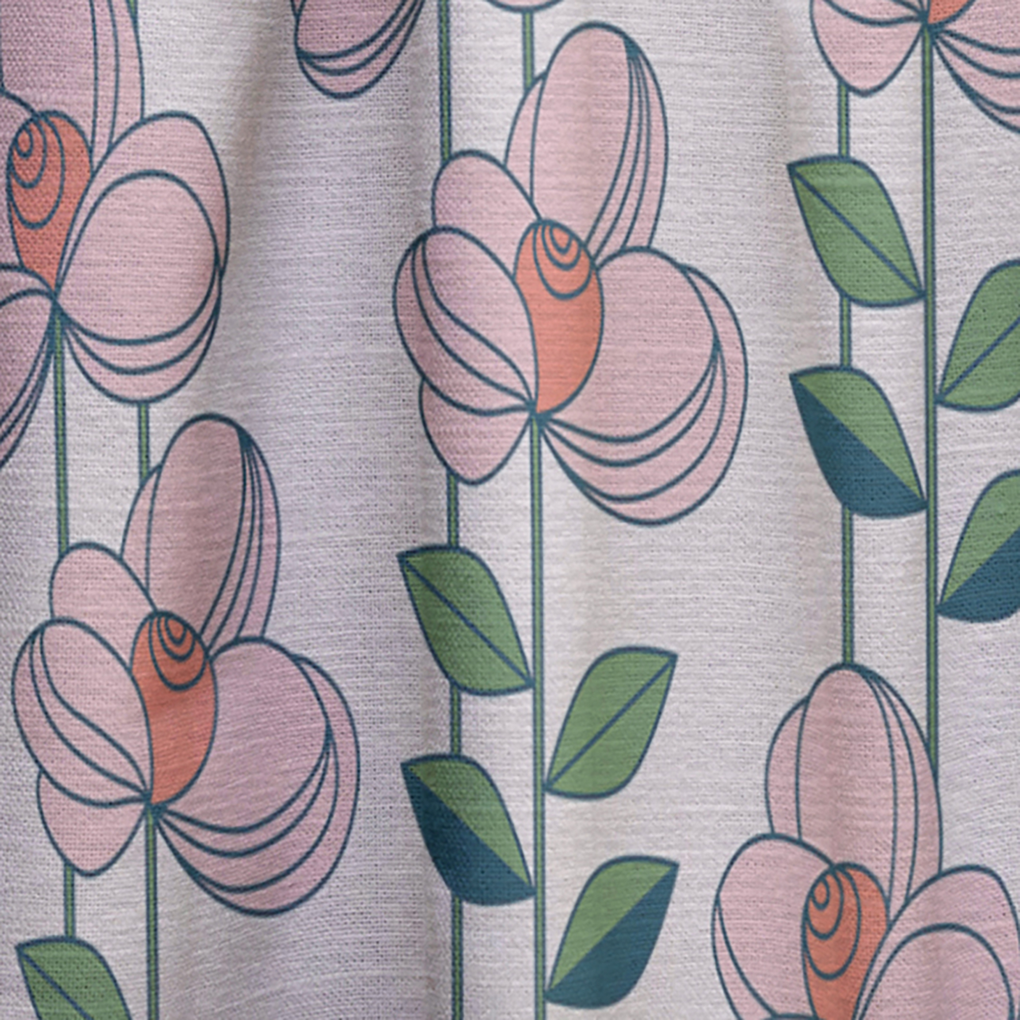 Designart 'Botanical Floral Retro XII' Mid-Century Modern Curtain Panel