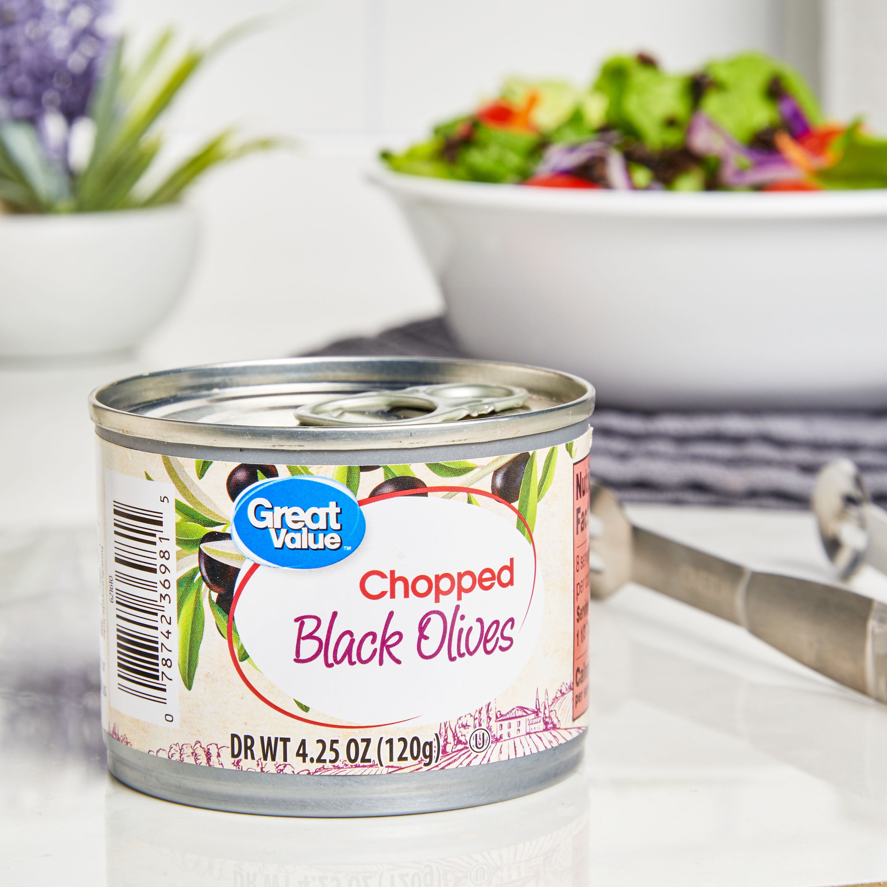 (4 Pack) Great Value Chopped Black Olives, 4.25 oz