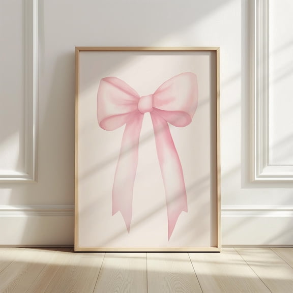 Pink Bow Print Girly Dorm Decor (Print) Poster Decor Wall Art Wall Decor, Unframed Poster Size 8x12 F03.1.22l193