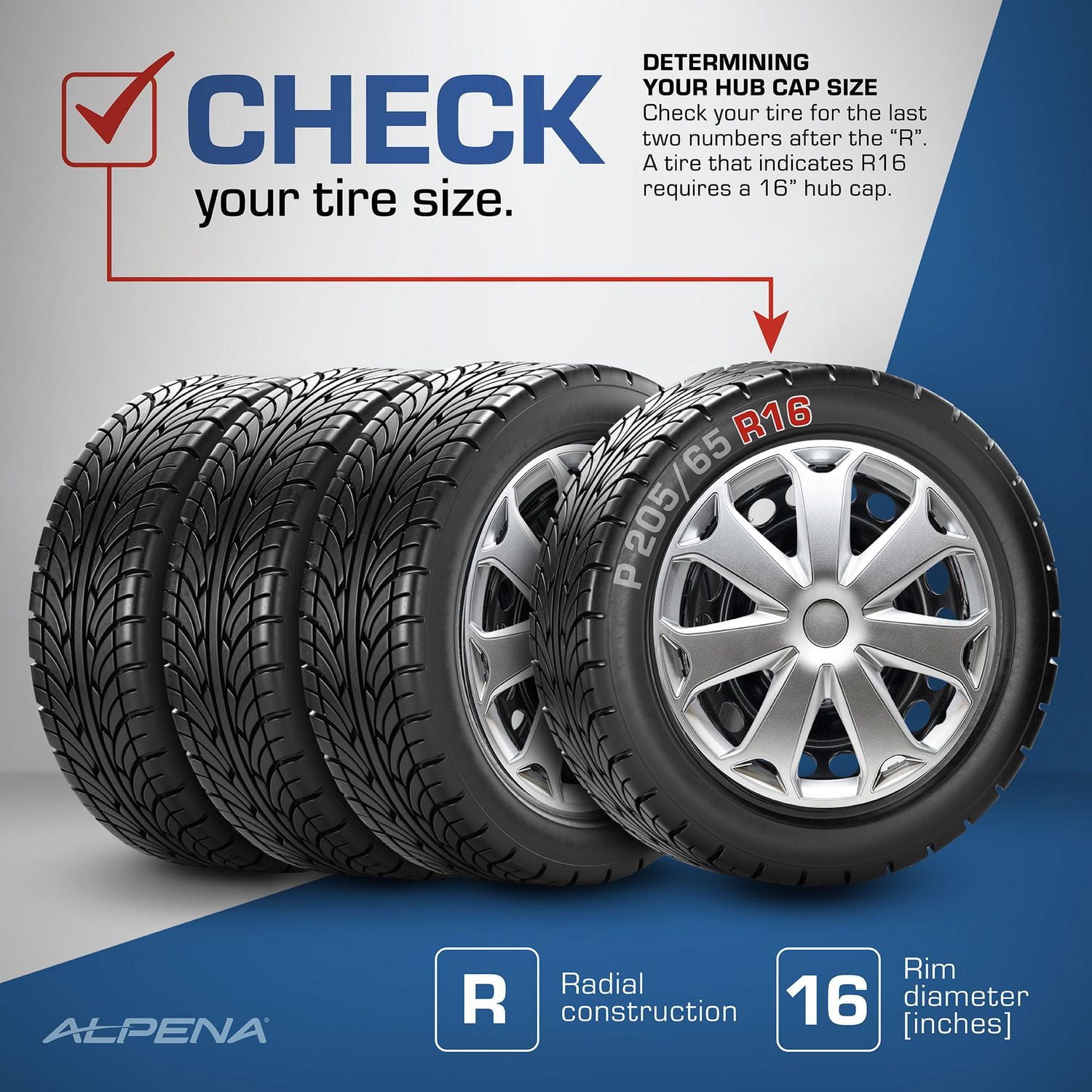 Alpena Enjoliveurs de roue Jiro, 16 po, argenté - ensemble de 4