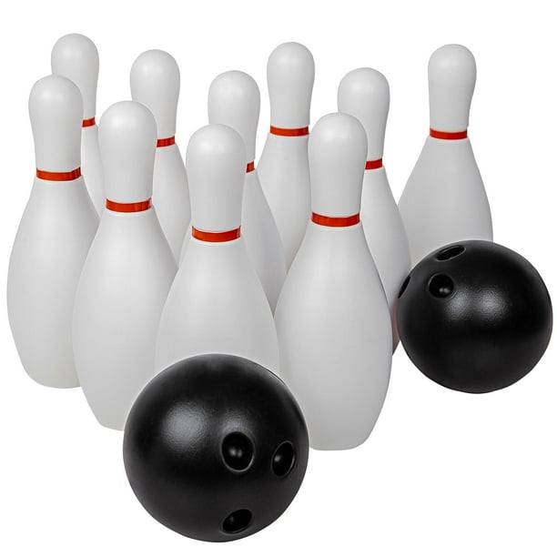 Juego de bolos para niños engrosados de gran tamaño, deportes de interior y exterior, juegos deportivos familiares, juego de bolos de plástico (10 botellas, 2 bolas)