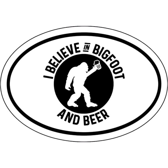 WickedGoodz I Believe in Bigfoot and Beer Vinyl Decal - Sasquatch Bumper Sticker - for Laptops Tumblers Windows Cars Trucks Walls