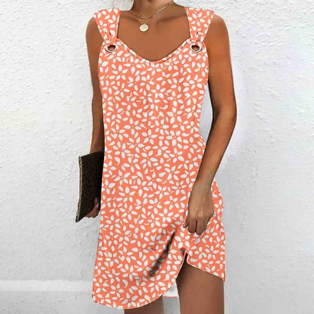 Robes pour Femmes, Robe d'Été Confortable Mode Imprimée Sans Manches Col en V