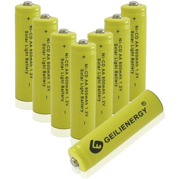 AIR-Solar Light Batteries AA NICD AA 600mAh 1.2V Rechargeable Batteries for Solar Lamp (Pack of 8)