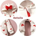thumbnail image 4 of Bellafa Newborn Baby Fall Winter Outfit Fleece Lining Hooded Jumpsuit Infant Girl One Piece Romper Love Pattern Baby Warm Snowsuit, 4 of 8