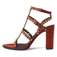 thumbnail image 2 of FSJ Women Open Toe Studded Rivets Gladiator Sandals Ankle Strap Buckle Chunky High Heels Cocktail Party Fashion Dressy Shoes Size 5.5 Red, 2 of 5