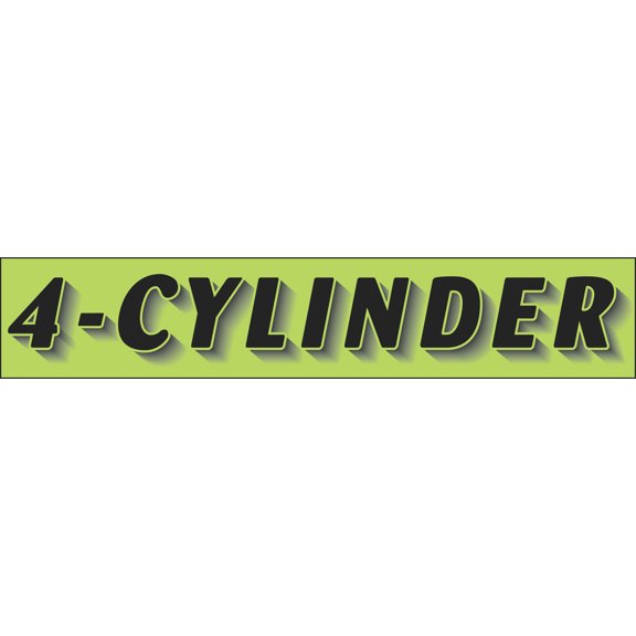 Rectangular Slogan Windshield Sticker - Black/Neon Green - "4-Cylinder" - 14 1/2ʺL x 2 3/4ʺH - Pack of 12
