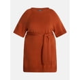 thumbnail image 5 of Terra & Sky Women's Plus Tie Waist Mini Sweater Dress with Short Sleeves, Sizes 0X-5X, 5 of 5