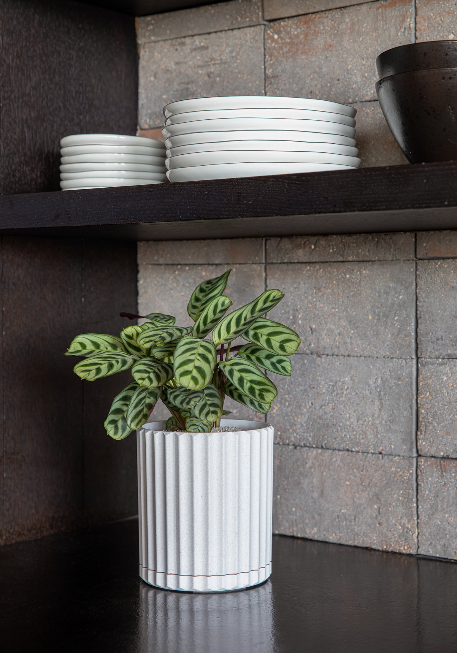 Veradek Mason Series Demi 6" Plastic-Stone Planter - White