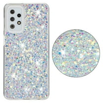 for Samsung Galaxy A23 5G Glitter Case, Cute Bling Sparkle Shiny Slim Soft Silicone Reflective Clear TPU Bumper Women Girls Shockproof Protective Phone Case for Samsung Galaxy A23 5G, White
