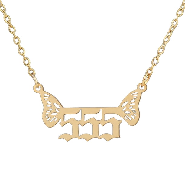 Joyería de Acero Inoxidable Mujeres Luz Ángel Número Colgante Collar 000 999