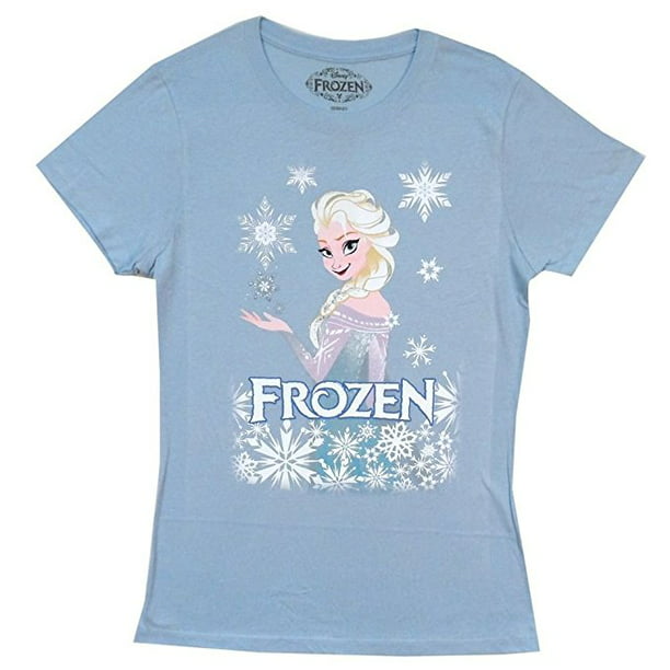 Frozen Elsa Snowflake Juniors T-shirt (Light Blue) - Walmart.com ...