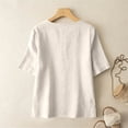 thumbnail image 4 of Summer Linen Shirts for Women 2026 Trendy Short Sleeve Boho Tops Dressy Casual Crewneck Vacation Tunic Blouse Light Gray M, 4 of 4