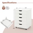 thumbnail image 3 of Gymax Classeur Latéral avec Roulettes Commode à 5 Tiroirs Commode Moderne, 3 of 10