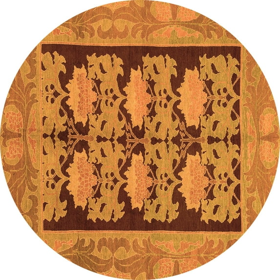 Ahgly Company Indoor Round Abstract Orange Modern Area Rugs, 7' Round