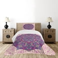thumbnail image 4 of Ambesonne Purple Mandala Quilted Bedspread Set 2 Pcs, Floral Cosmos, Twin Size, Pale Pink Magenta Cream, 4 of 5