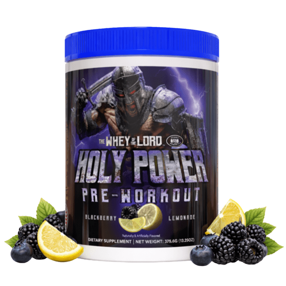 THE WHEY OF THE LORD Holy Power Preworkout Powder Supplement, Energy, Focus, Endurance, Strength, Workout Fuel (Blackberry Lemonade)