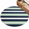 thumbnail image 2 of Round Area Rugs 7Ft, Green Navy Blue Striped Non-Slip Washable Circle Rugs Carpet, Chic Abstract Lines Geometric Indoor Outdoor Rug Floor Mats Throw Runner for Bedroom Living Room Bathroom, 2 of 8