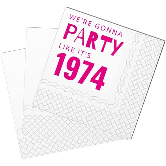 20pcs 50th Birthday Cocktail Napkins, Pink We're Gonna Party Like It's 1974 50th Birthday Paper Cocktail Beverage Napkins for Women Her Fifty 50th Bday Decor | , 5x5" (1974) 5"x5"