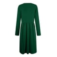 thumbnail image 4 of Huankd Women's Boat Neck Button Down Skater Dress with Pockets Dark Green S, 4 of 5