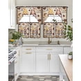 thumbnail image 4 of Farmhouse Coffee Time Swag Kitchen Curtains Sets for Windows 24 Inch Length, Vintage Gnomes Desserts Burnt Brown Short Window Curtain Panels Swags Valances and Tiers 3 Piece Set for Cafe/Dining Room, 4 of 5