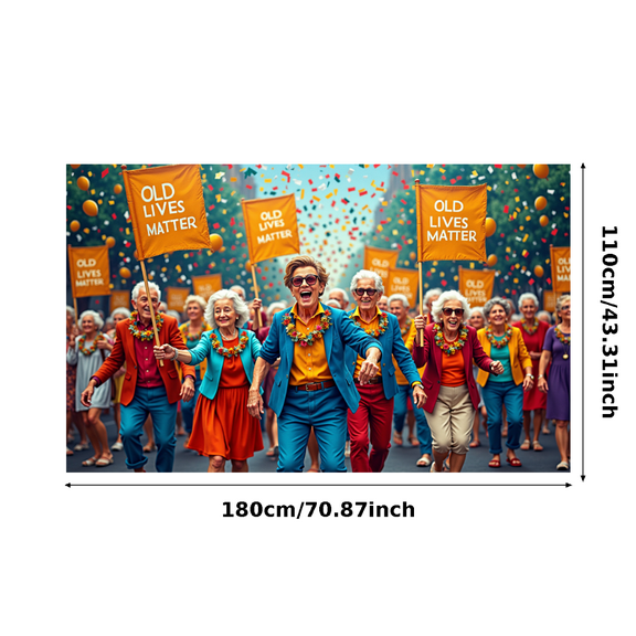 Large Tree Themed Banner with Inspiring Text Old Lives Matter, Party Decorations Backdrop, Ideal for Celebration Events Gathering Parties Photography Props Festival Decor