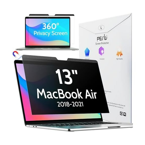 Magnetic 360° Privacy Screen for Macbook Air 13 Inch (2018-2021, M1), Removable Matte Anti Glare Blue Light Protector 4 Way Private Security Filter for 13.3" Mac Laptop Computer