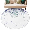 thumbnail image 2 of Purple Botanical Large Round Rug 8 FT, Non Slip Living Room Area Carpet, Spring Weeping Eucalyptus Leaves Washable Soft Circle Rug Non-Shedding Floor Carpet for Bedroom Office Dining Room, 2 of 9