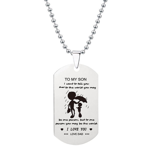 Collar para mujer, joyería para mujer, collar con placa de acero inoxidable, regalo unisex para familia y amigos, recuerda que eres más valiente que tú, padre, madre, hijo e hija. Colgante de cadena.