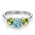 thumbnail image 3 of Gem Stone King 925 Sterling Silver Blue Zircon and Green Peridot Engagement Ring for Women | 2.30 Cttw | Round 6MM | Gemstone Birthstone | Size 9, 3 of 6