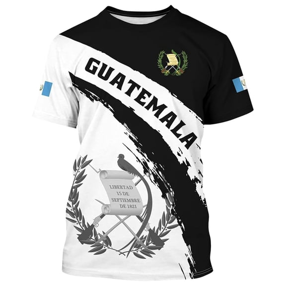 XIAONU Men's Guatemala National Emblem Letter Print T Shirt Short Sleeve Crewneck Pullover Tee Soft Patriotic Festival Tshirts