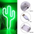 thumbnail image 6 of Green Cactus Neon Light Signs LED Cactus Neon Lights Night Lights with Pedestal Room Decor Battery/USB Operation Cactus Lamps Neon Signs Light Up Children's Room Bedroom Wedding, 6 of 7