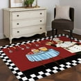 thumbnail image 5 of Chef Area Rug 4x6 Washable Rug Non Slip Cartoon Red Food Cooking Black White Buffalo Check Large Area Rug Indoor Floor Carpet for Entryway Bedroom Kitchen Living Room Home Office Dining Room Nursery, 5 of 8