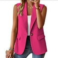 thumbnail image 2 of BODOAO Women's Sleeveless Blazer Vest Casual Open Front Single Button Summer Jacket with Pockets Women's Sleeveless Coat Solid Color Cardigan Suit Casual Lapel Cardigan Jacket with Pockets Hot Pink S, 2 of 4