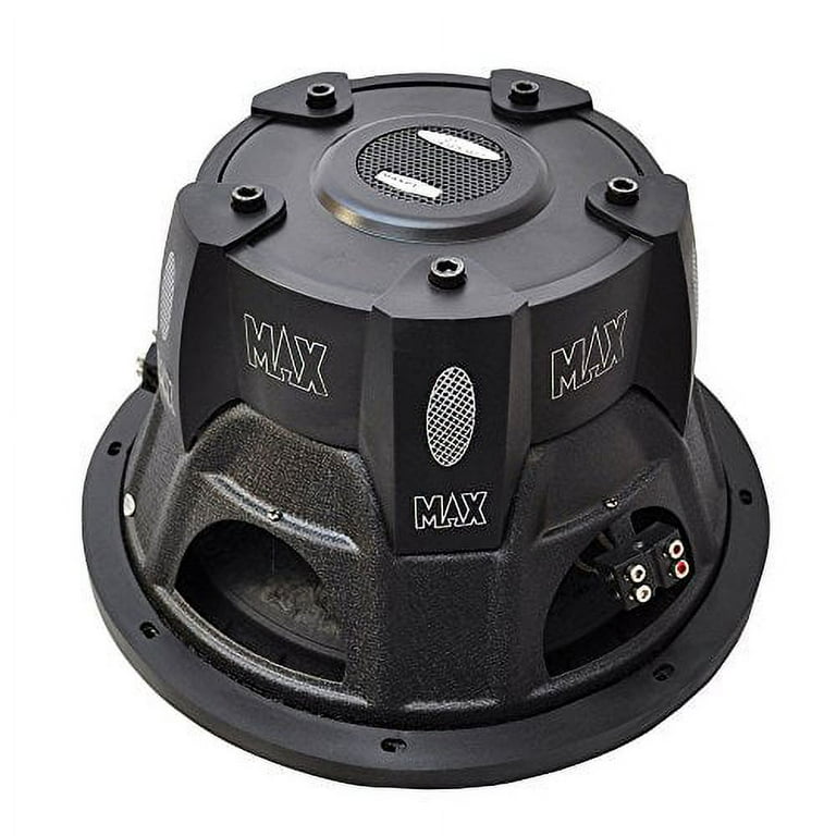 Lanzar 10in Car Subwoofer Speaker Black Non Pressed Paper Cone Stamped Steel Basket Dual 4 Ohm Impedance 1200 Watt Power and Foam Edge Suspension