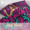 thumbnail image 4 of 3 Piece Pink Turquoise Abstract Duvet Cover Set Full Size,Microfiber Comforter/Quilt Cover with Corner Ties and 2 Pillowcases,Ethnic Modern Geometric Aesthetics All Season Bedding with Zipper Closure, 4 of 8