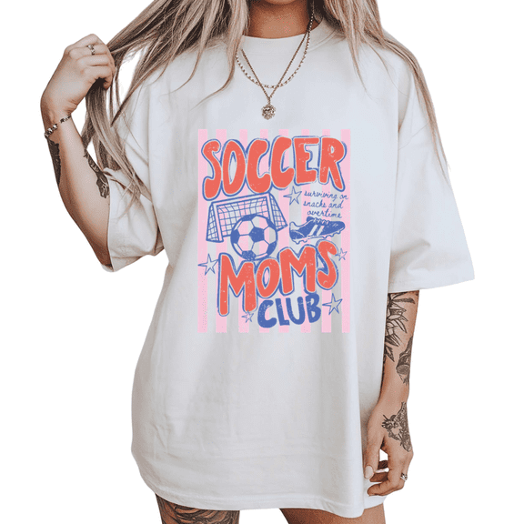 UNISHE Women's Sport Game Lady Pink Stripe Frame Vintage Soccer Footy Mom Funny Text Graphic Short Sleeve T-Shirts white Tops