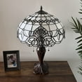 thumbnail image 5 of Tiffany Table Lamp White Stained Glass Baroque Style Lavender LED Bulbs Included For Bedroom Living Room 16"W*16"D*24"H, 5 of 7