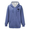 thumbnail image 4 of ManxiVoo Women Fashion Coconut Tree Print Soft Sports Hoodie Lightweight Comfortable Y2K Street Style Top L Size Navy, 4 of 4