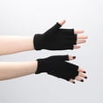 thumbnail image 3 of Typpkmm Fingerless Gloves, Thermal Winter Acrylic Knit, 16cm Stretch Cuff, Unisex Black, Azul, 3 of 7