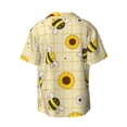 thumbnail image 6 of PAYOHTO Cute Bee Sunflower Yellow Mens Hawaiian Casual Short-sleeved Shirt Tropical Summer Beach Button Down Shirts, 6 of 7