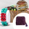 thumbnail image 5 of hengtong Small Travel Jewelry Case Organizer Holder Elegant Necklace Bangles Tassel Zipper Storage Bag Trinkets Pouch for Ladies Women Deep Violet, 5 of 6