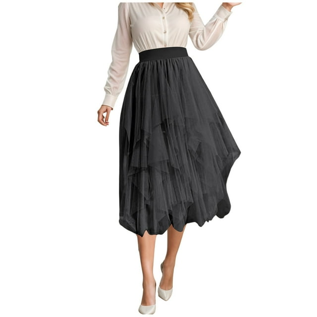 Women's Skirts Medium Length High Waisted Slimming Polyester Suitable for Spring Summer Daily Wear