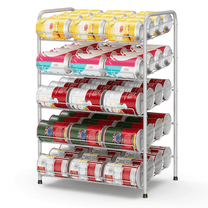 5-Tier Silver Can Rack Organizer, Metal Wire Kitchen Pantry Storage Shelf for Canned Food & Jar Organization - Space-Saving Countertop or Cabinet Display Rack