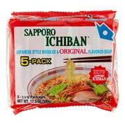 Sapporo ichiban Original Flavored Soup Japenese Style Noodles, 3.5 Oz, 5 Count